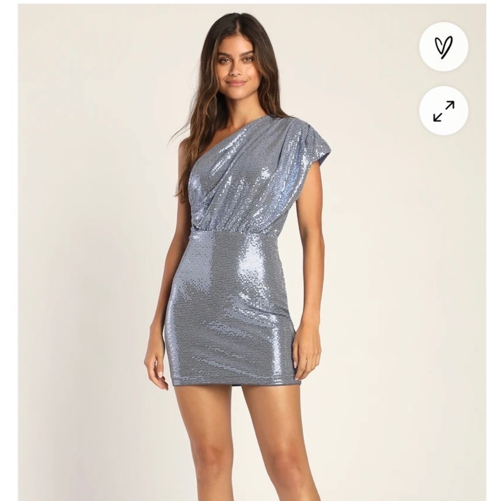 TAGS STILL ATTACHED Lulus Dancing Diamond Slate Blue Sequin Bodycon Mini Dress